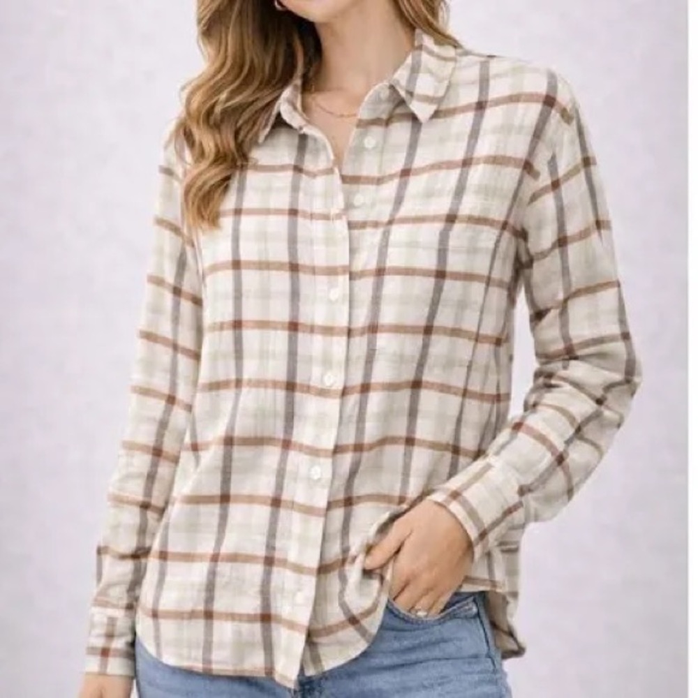 Everlane Cotton Oversized Flannel Button Down Shirt